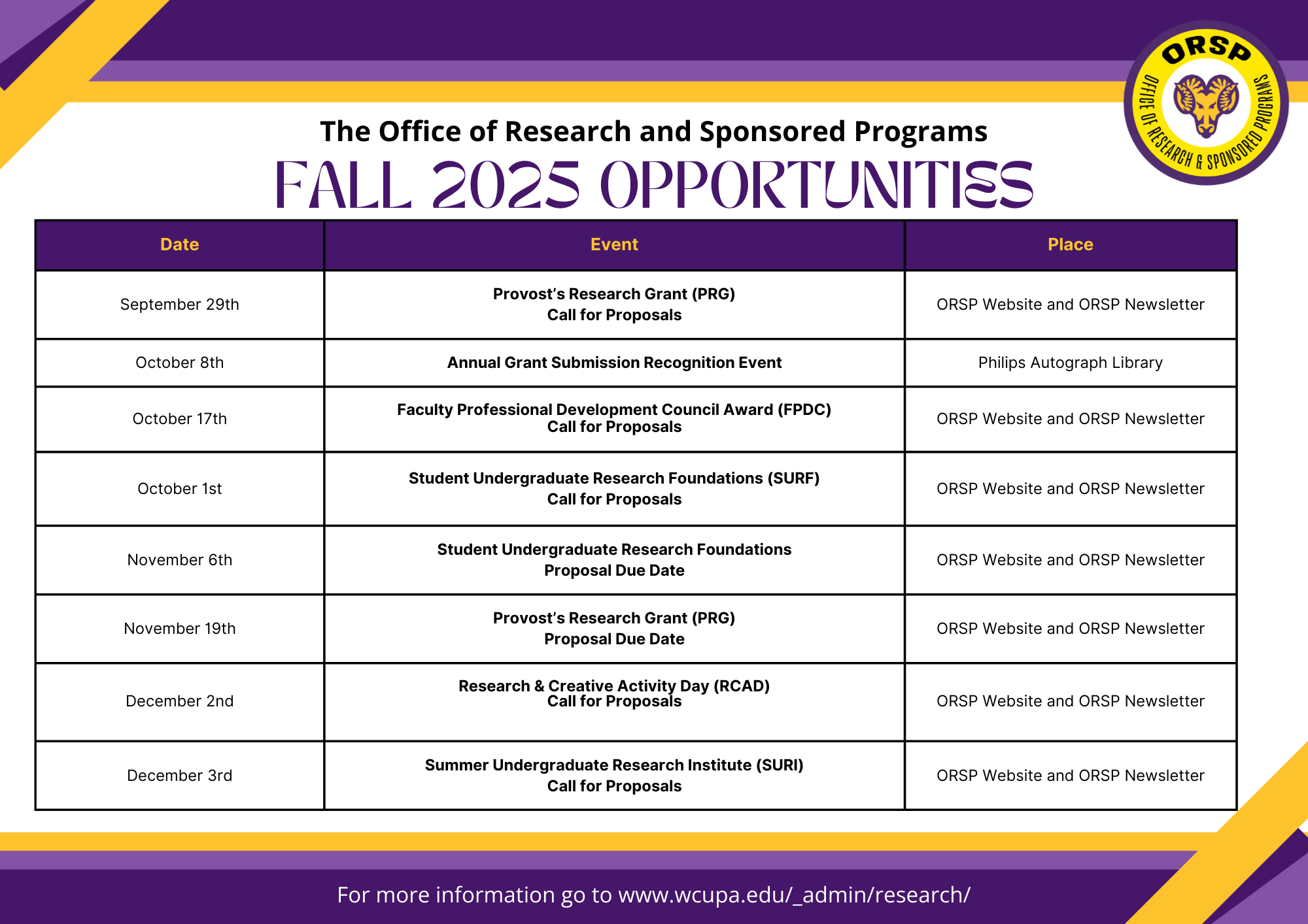 2025 fall event schedule
