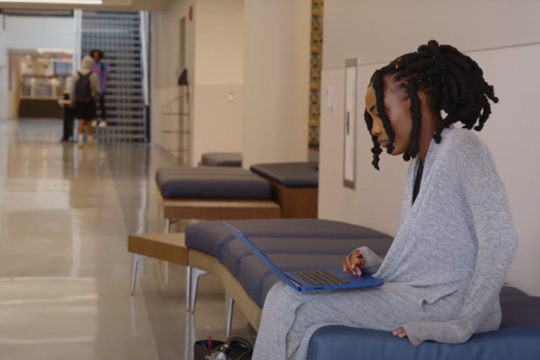 Student working on laptop 