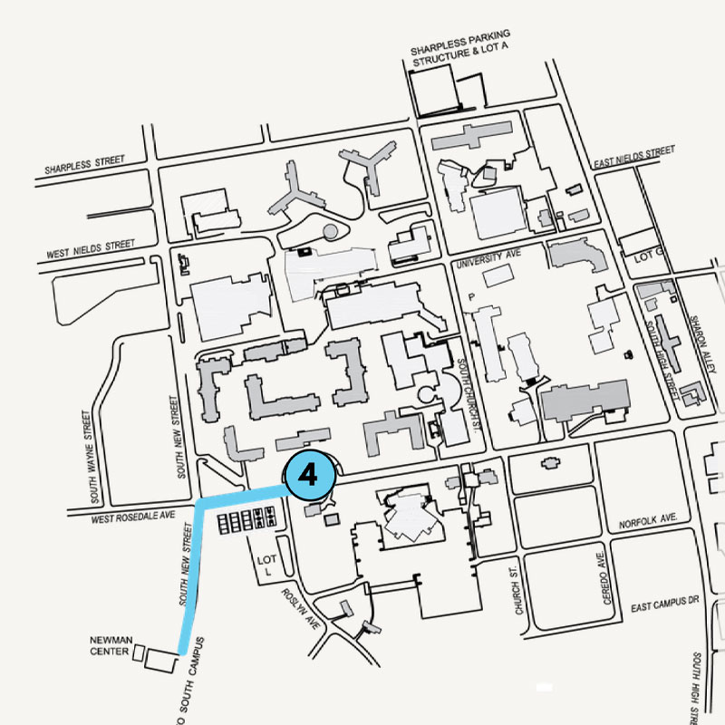 map of the North Campus stops on the Winter Route