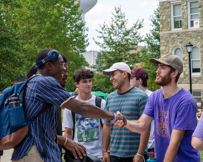 Students laughing outside 
