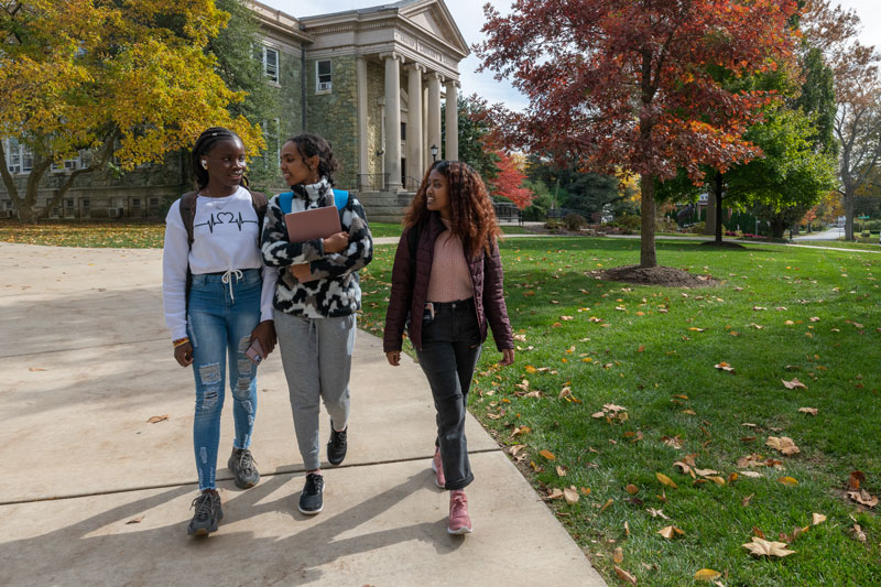 Students walking on campus