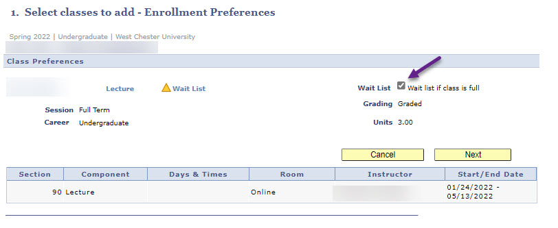 Add to Class Waitlist 6