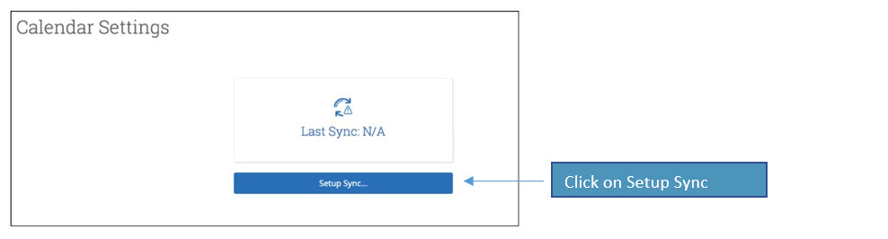 Syncing your WCU Outlook Calendar with Navigate 2 - Click on Setup Sync