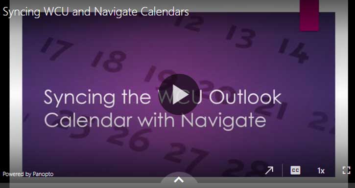 Syncing WCU Outlook with Navigate Training Video Thumbanil