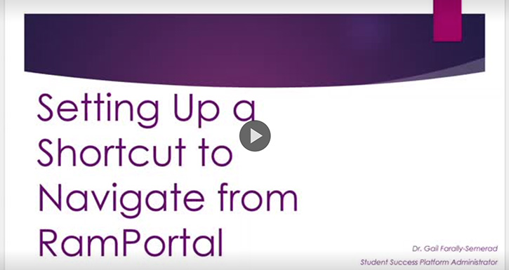 Creating a shortcut to Navigate from Ram Portal Video Thumbanil