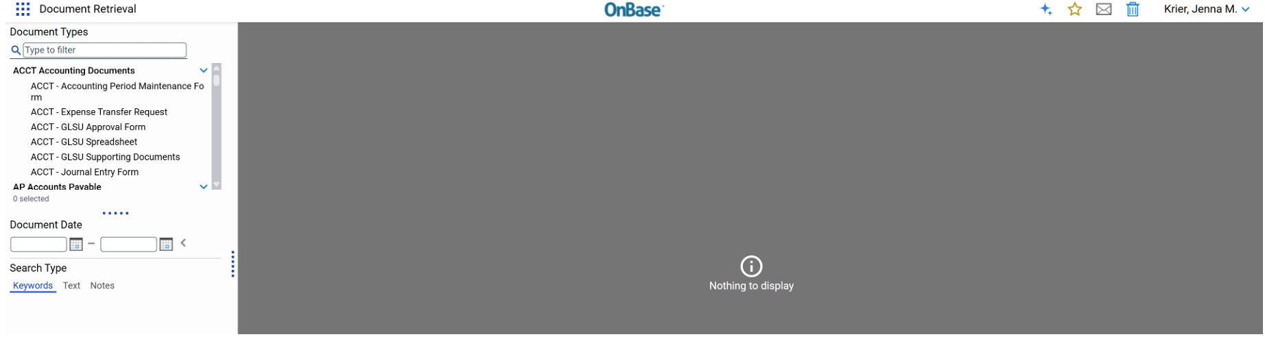Screenshot of onbase
