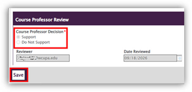 course professor review section