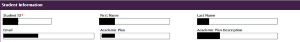 ID, First Name, Last Name, Email address, and Academic Plan fields