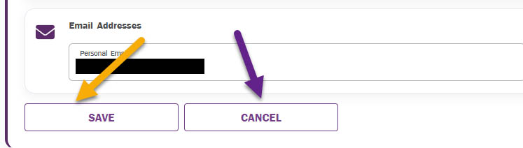 Save or cancel contact info