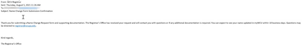 Confirmation message