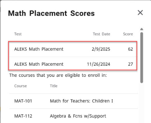Navigate360 Placement Journey Math Placement Scores
