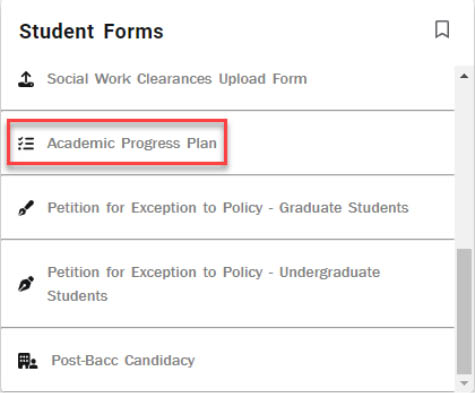 Academic progress plan link