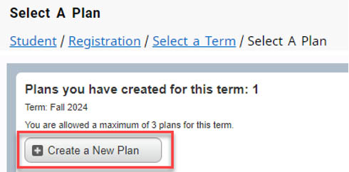 Create a New Plan Button