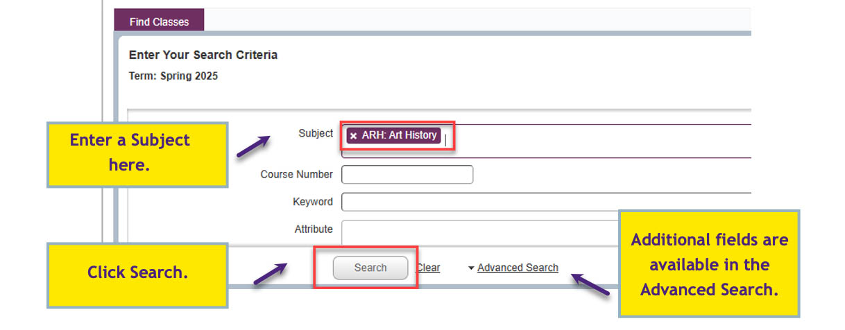 Find Classes Panel used to search for classes.