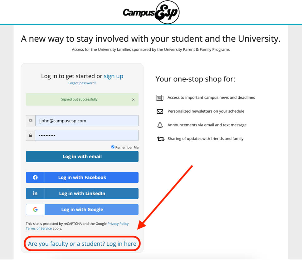 Choose Are you faculty or student? Log in here.