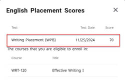 English Placement Scores