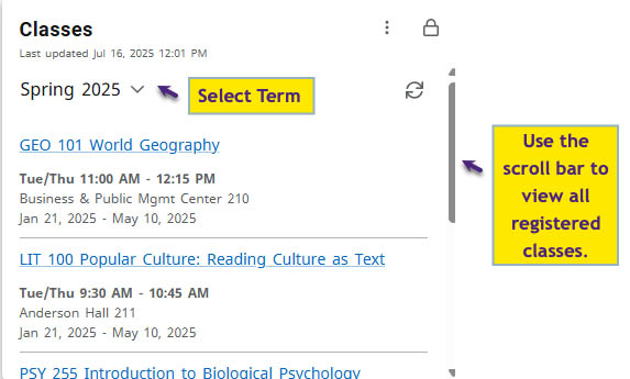 View Registered Classes