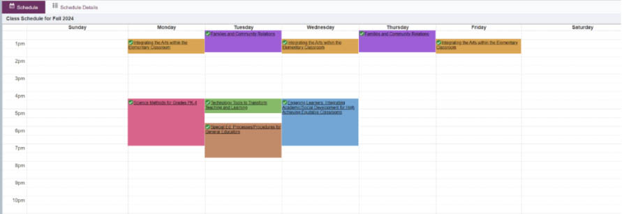 Class calendar