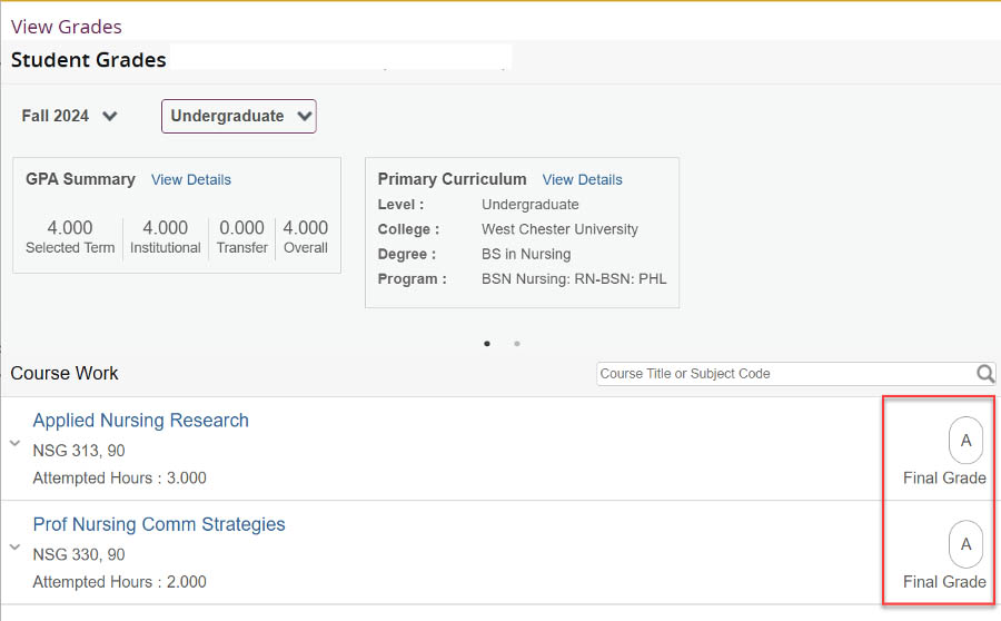 View grades