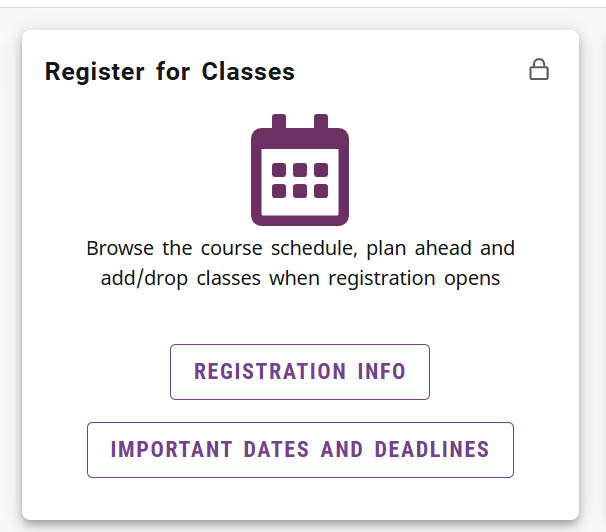 Register for classes card