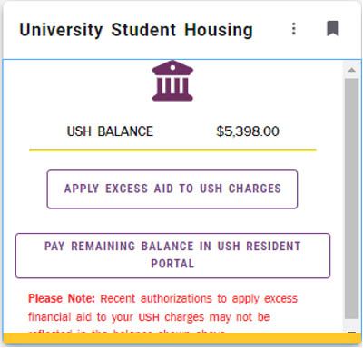 Fig 1: USH Card as it appears after bills are posted.