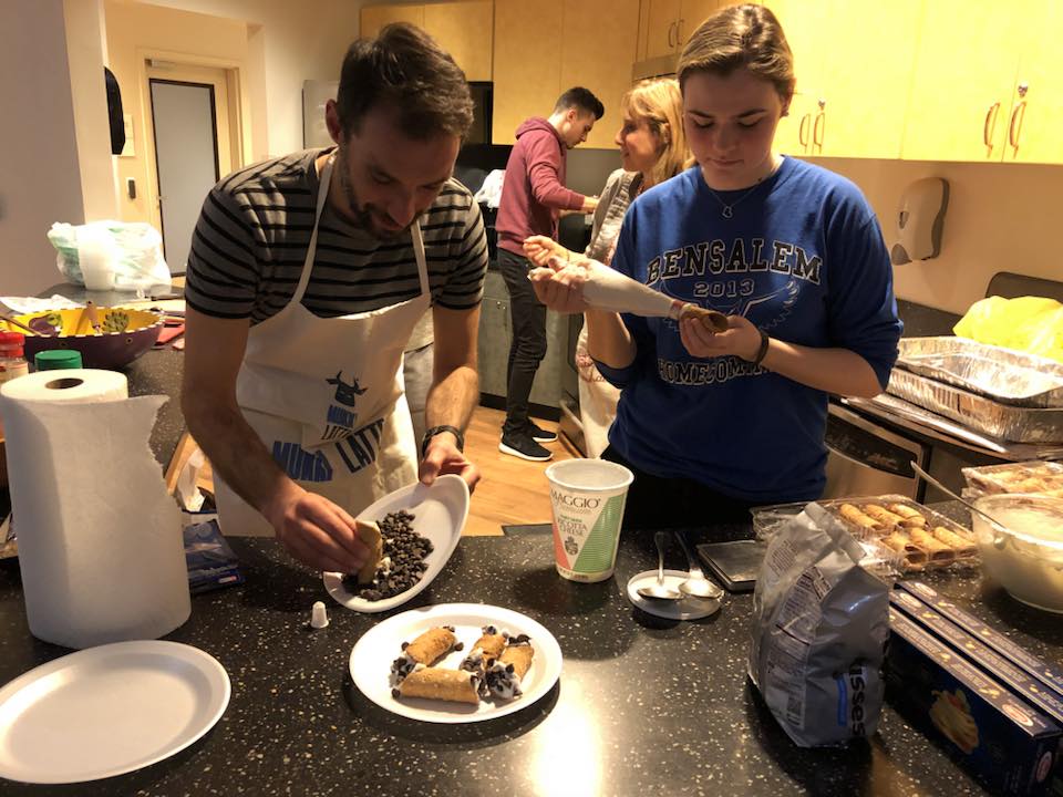 Students making food