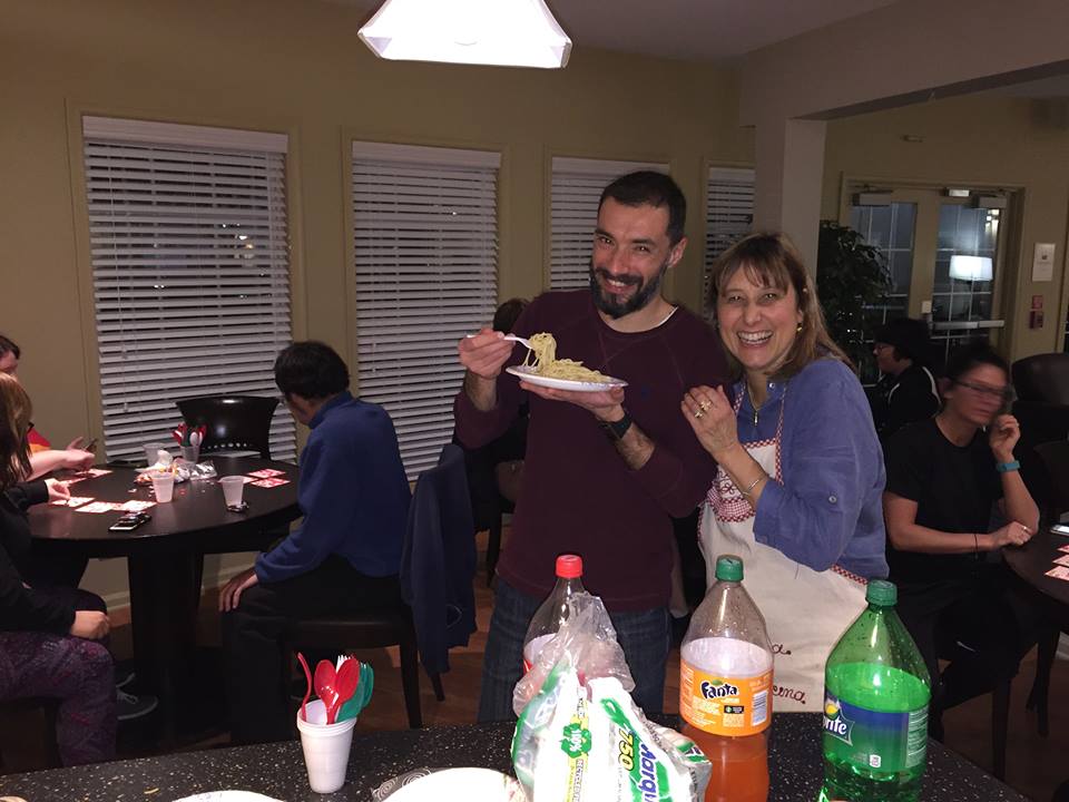 Students making food