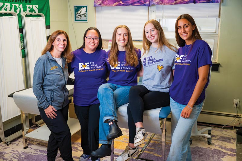 Dr. Megan Mraz (at left) at the Melton Center with Interprofessional Program club students (L-R) Christina Ngo, Amber Riley, Julia Dachille, and Abigail Mentonis.