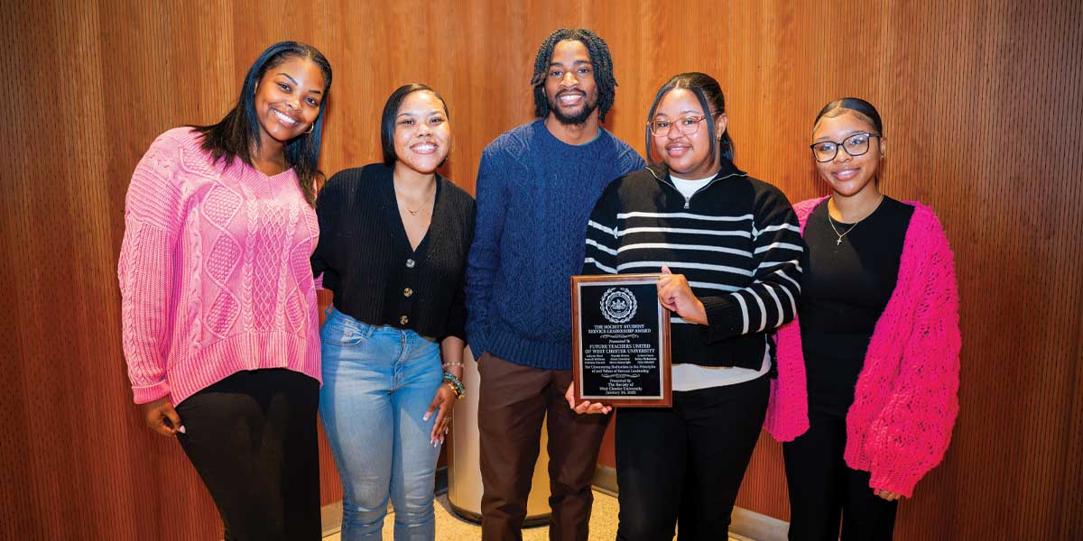 Future Teachers United members (L-R) Alexis Crawford, Sierra Boatwright, Ronnell Williams, Madison Peacock, and Aaliyah Wood. Missing from the photo: Myasija Rivera, Ariana Dacre, Selina Finkelstein, and Nyla Mitchell.