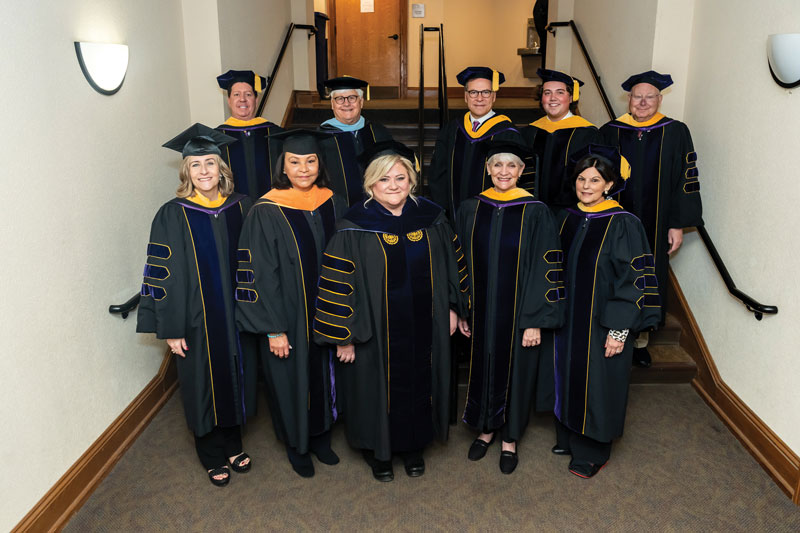 Dr. Bernotsky and COT members (L-R front row): Susan Yoder Schick ’88, Vice Chair; Betty Silfa; Carolyn Comitta ’74; Marian Moskowitz, Secretary (L-R back row) Jonathan Ireland ’95, M’03; Robert M. Tomlinson ’70, Chair; Christopher Franklin ’87; Chris Needham (Student); The Honorable Barry Dozor ’71