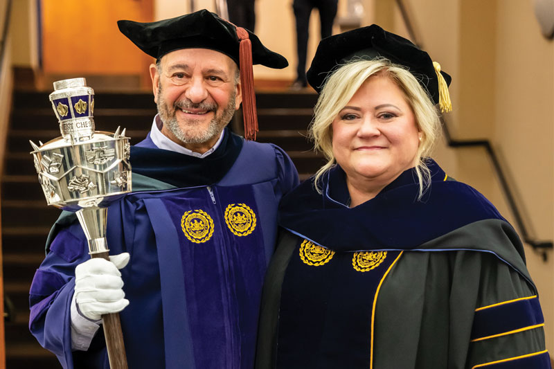 (L-R) Emeritus faculty Dr. John Baker ’74 and Dr. Bernotsky