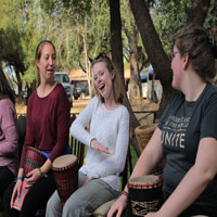 Women Posing with bongos