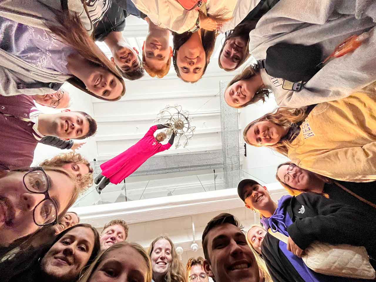 Group selfie on the floor