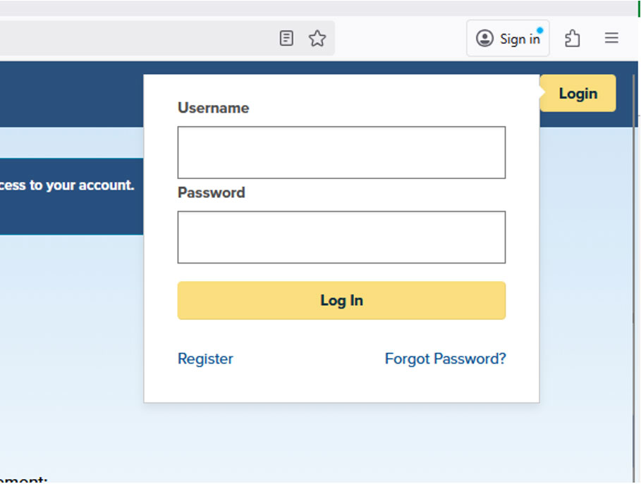 Login Button Top Right Corner