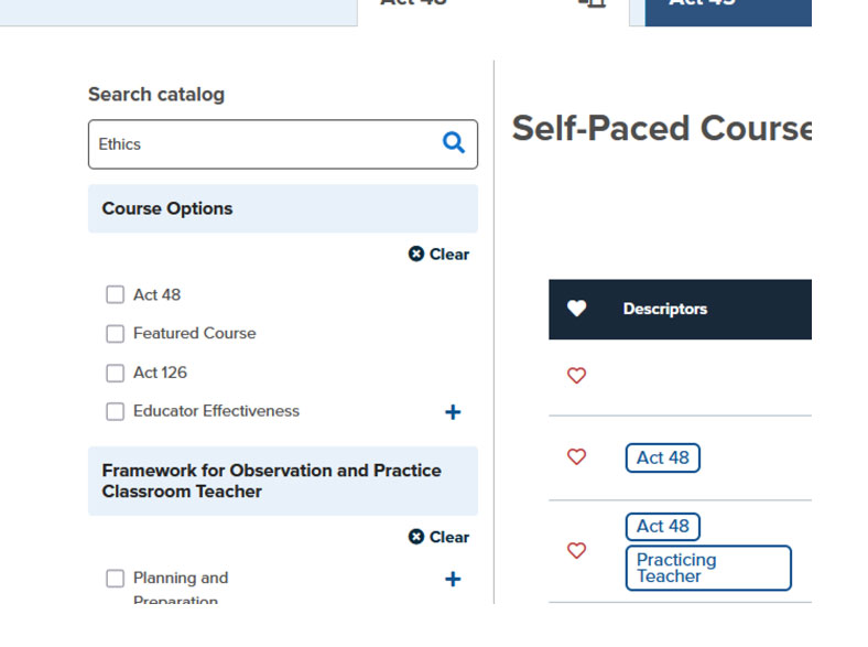 Use the Search box to search for the term ethics
