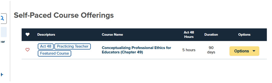 Self Paced Course Offerings