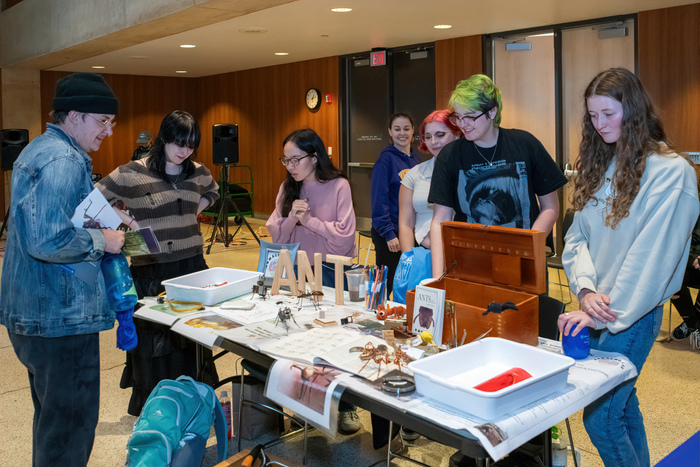 Dr. Manuela Ramalho Sanchez and her students with their immensely popular ant exhibit