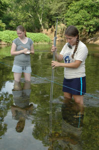 Student testing water