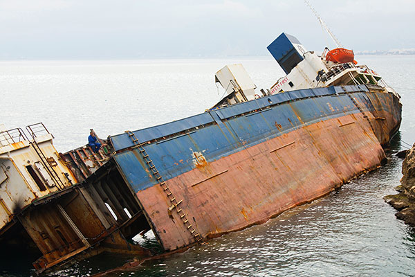 Tipped oil tanker