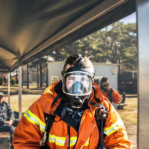 Fireman in mask