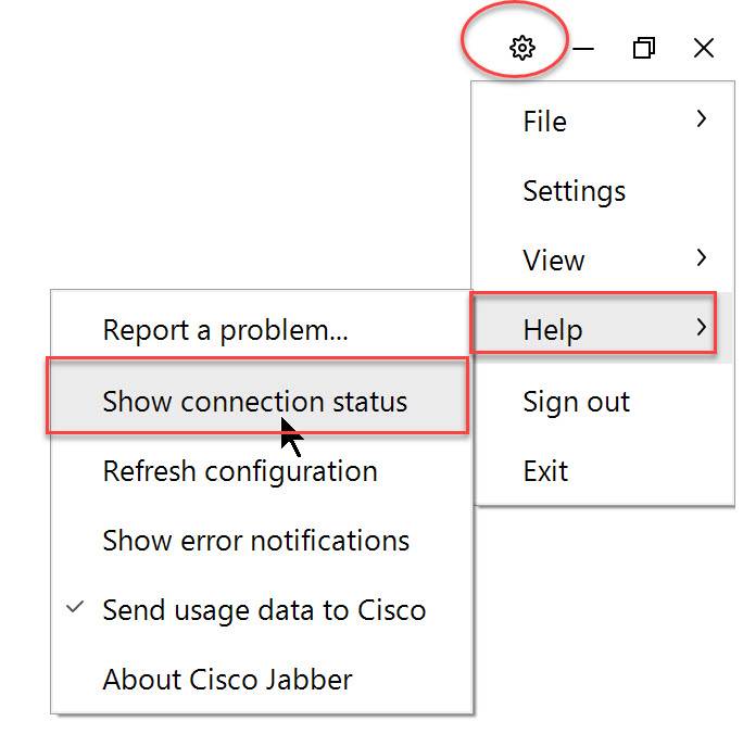 Jabber Show connection status