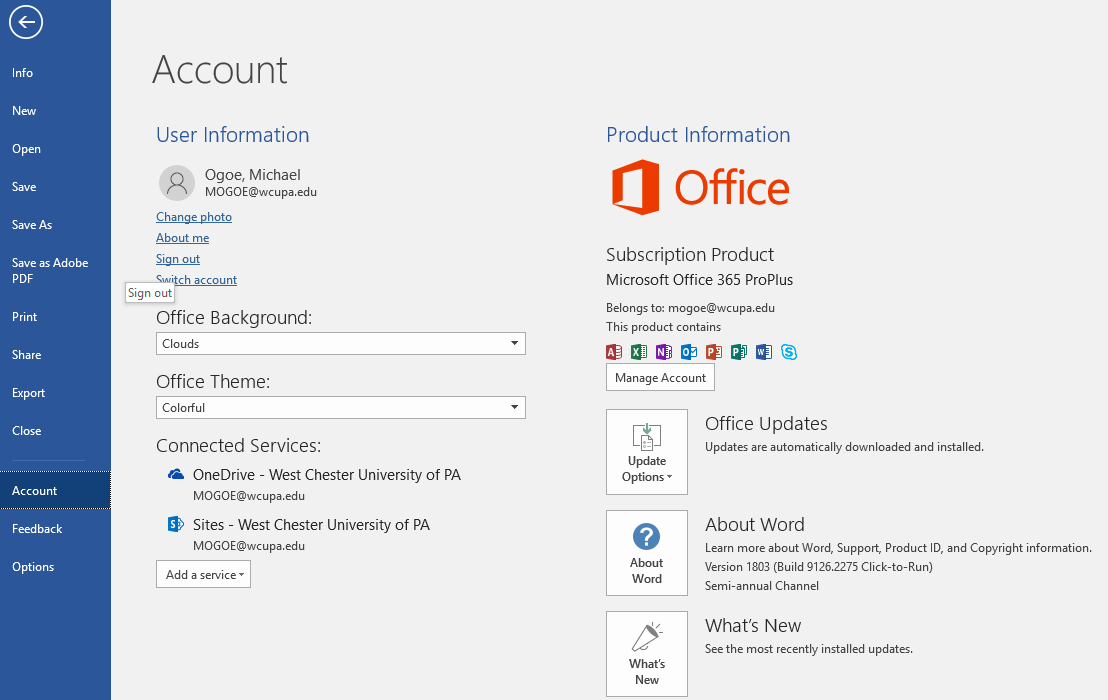 Removing Access to WCU OneDrive Data through O365: