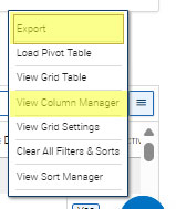 Report menu - view column manager
