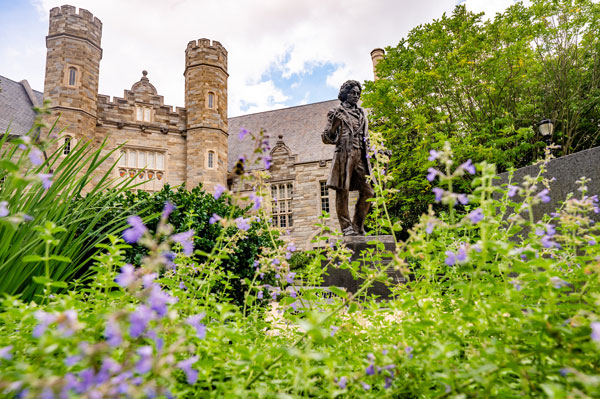 Fall Campus shot of Frederick Douglass Statue