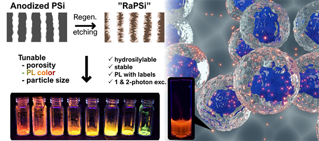 NSF Grant Awarded - Anodized PSi regen. etching PaPSi; Tunable: porosity, PL color, particle size; hydrosilylable, stable, PL with labels, 1 & 2 photon exc.