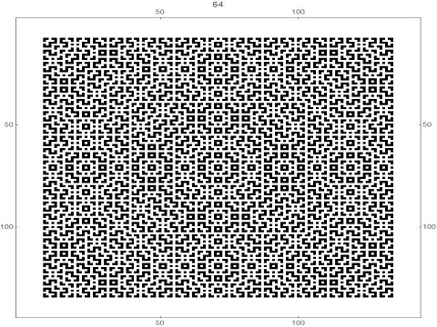 Generation 64  of the cellular automaton