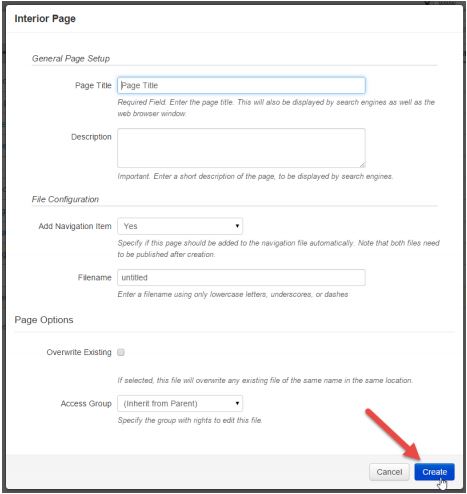 interior page settings window